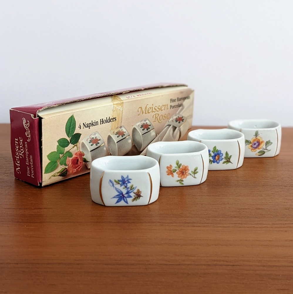 🇩🇪 Vintage Porcelain Napkin Holder Set Made In East Germany